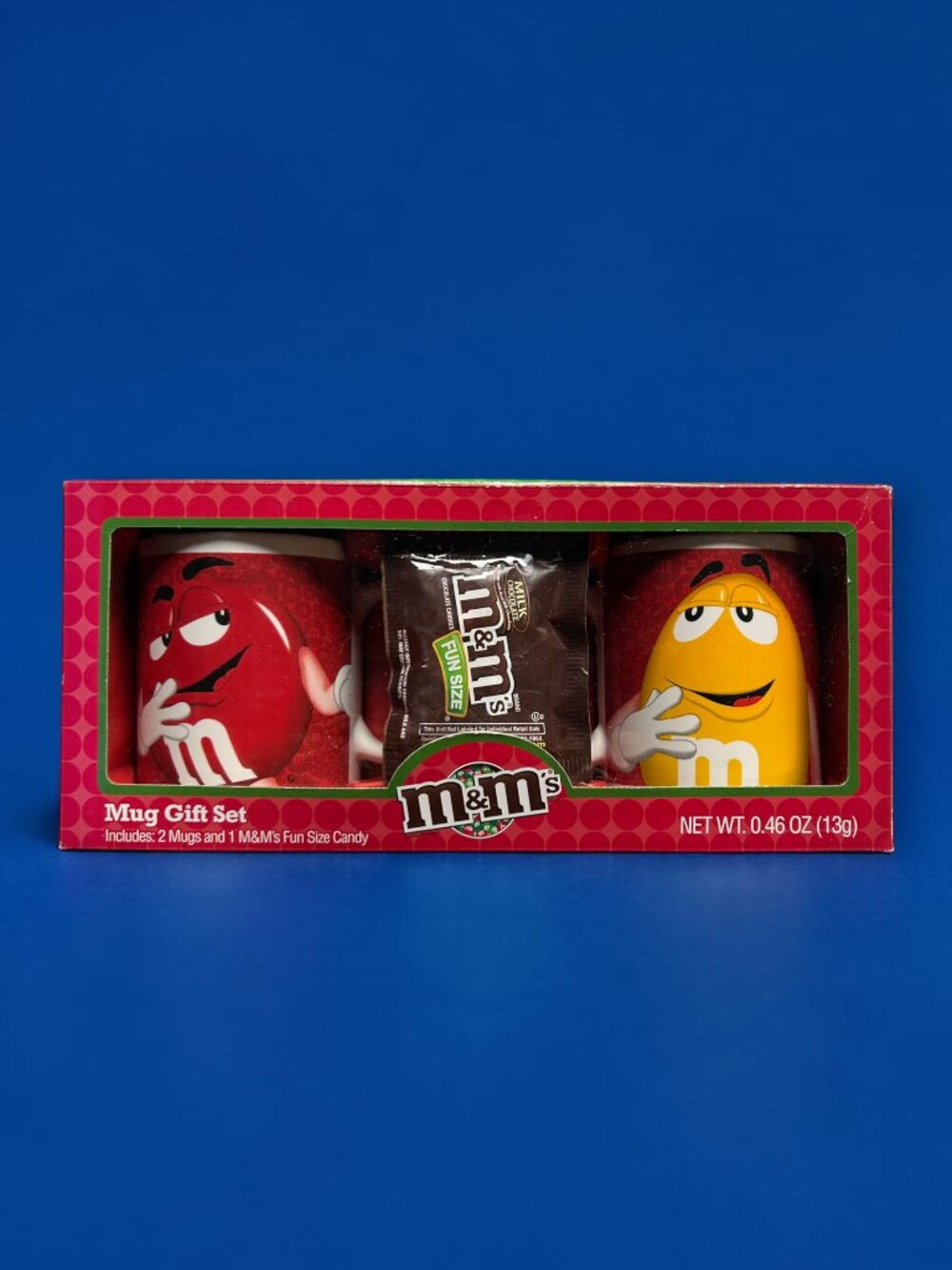 Set of 2 M & M Yellow Red Coffee Mugs 2015 NOS